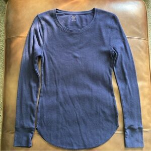 OLD NAVY Womens Thermal Waffle Base Layer Long Sleeve Scoop Neck Shirt Navy Med